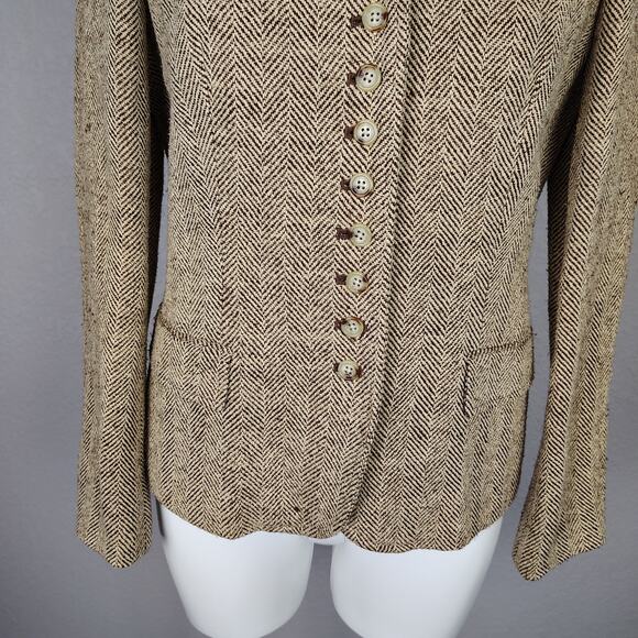 Lauren Ralph Lauren Herringbone Linen-Silk Blazer Size 4 - Picture 10 of 16